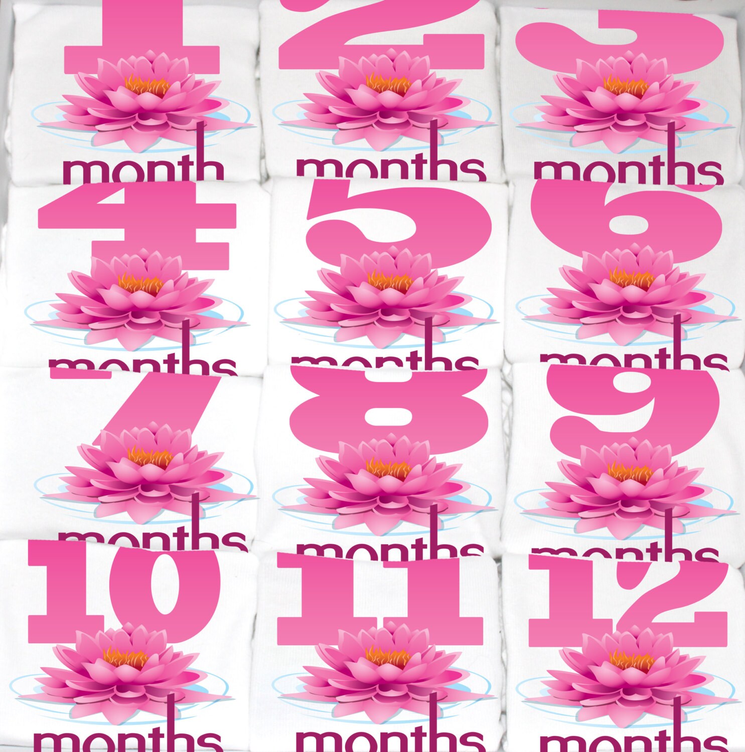 Flor De Loto Nina Mensualmente Bebe Onesies Conjunto De 12 Etsy Flor De Loto Nina Mensualmente Bebe Onesies Conjunto De 12 Etsy