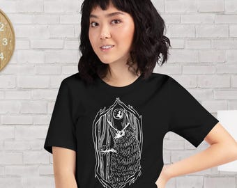 Leshy Forest Spirit Linocut-style T-shirt | unisex cotton
