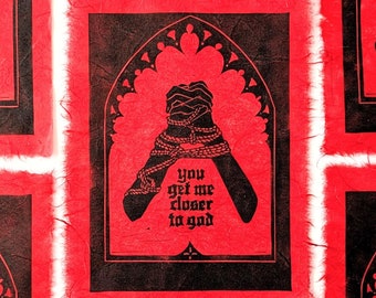 Closer Rope Hands Linocut Print | Hand-printed Art From NC