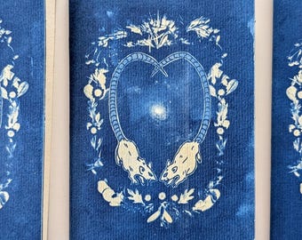 Rats In Every Universe Cyanotype Card | Hand-printed Art From NC