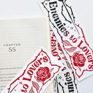 Enemies To Lovers Linocut Bookmark | Hand-printed Art From NC