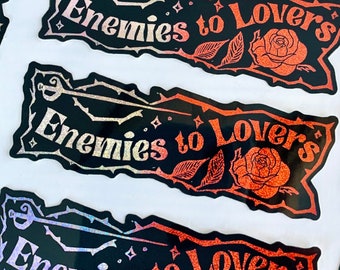 Enemies to Lovers Linocut-style Sticker | holographic glitter