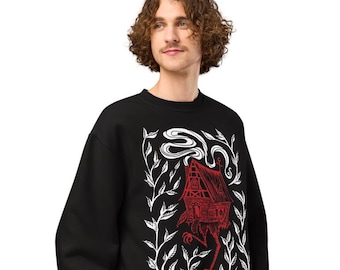 Baba Yaga Linocut-Style Sweatshirt | Unisex Pullover