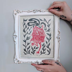 Baba Yaga Linocut Print | Hand-printed Art from NC image 11