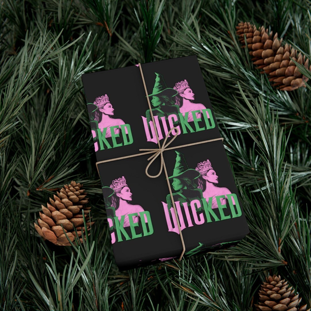 Wicked Rapping Paper Wicked Gift Wrap | Movie Holiday Wrapping Paper | Elphaba Glinda Wrap ...