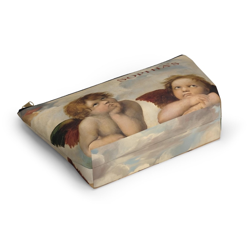 Personalized Angels Makeup Bag, Vintage Cherub Cosmetic Pouch, Cute Toiletry Bag, Coquette Aesthetic Travel Organizer, Gift for Her. NW610 Large