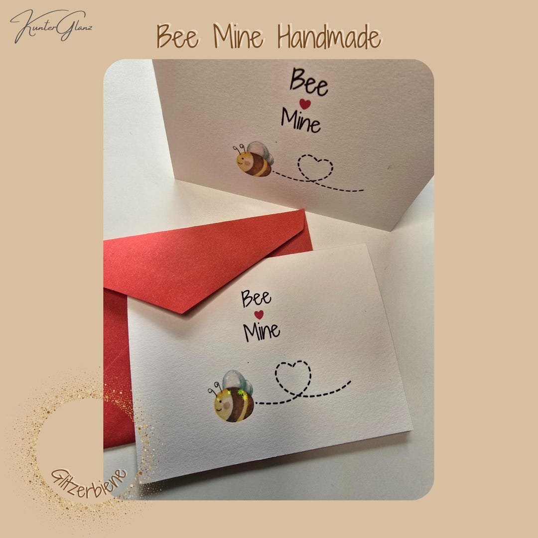 Giltering Bee Mini Card Bee Mine With Glittering Bumblebee, Small Love Card ...