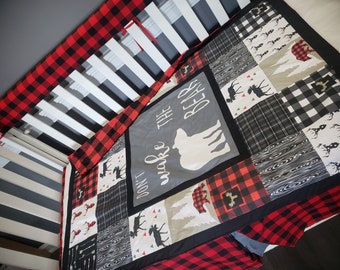 blue buffalo plaid crib bedding