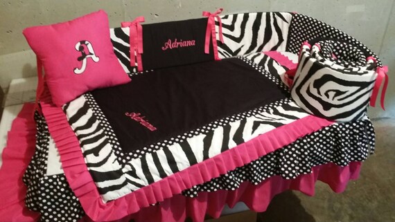 Zebra And Pink Crib Set Baby Bedding 4 Piece Set Custom Etsy