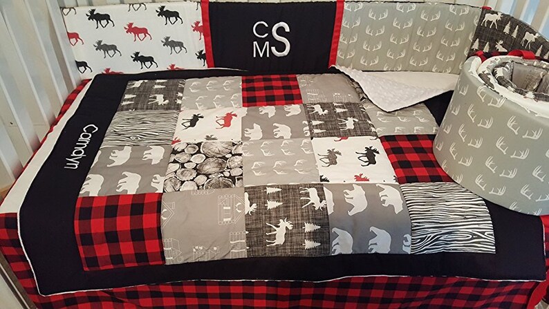 Baby Boy Crib Bedding Woodland Lumber Jack Moose Bear Etsy