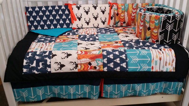 Arrow Deer Gray Tee Woodland 1 To 4 Piece Baby Boy Nursery Crib Bedding Quilt Buck Navy Lt Blue Mint Fawn And Bed Skirt Bumper Aztec Head Silhouette Handmade Products Com Arrow Deer Gray Tee Woodland 1 To 4, Blue Deer Head Baby Bedding