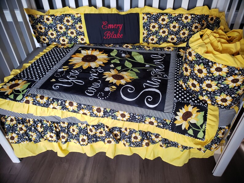 Baby Girl Bedding Sunflower You Are My Sunshine Floral Etsy