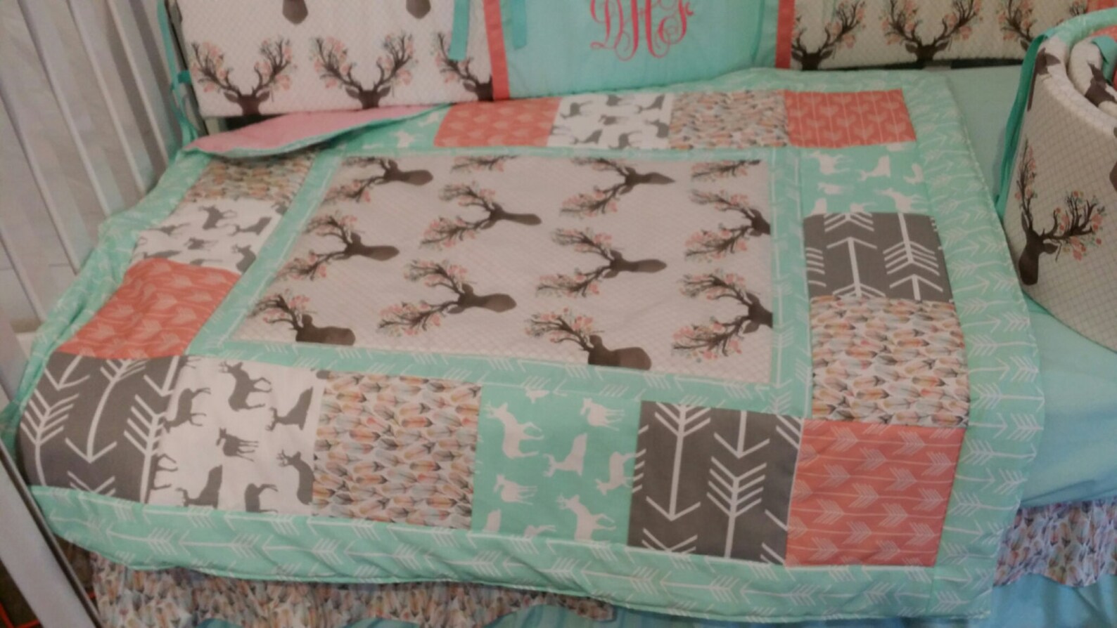 Baby Girl Bedding Woodland Floral Deer Head Arrow Woodsy Etsy