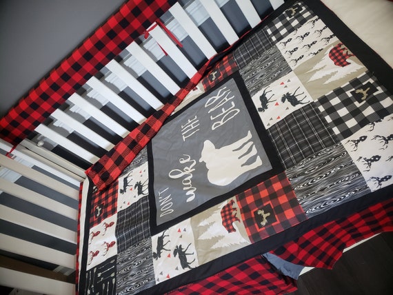 Baby Boy Crib Bedding Woodland Dont Wake The Bear Lumberjack - Lumberjack Moose Baby Bedding Baby Boy Crib Bedding Woodland Dont Wake The Bear Lumberjack - Lumberjack Moose Baby Bedding