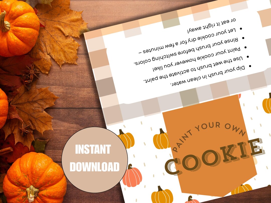 Printable Thanksgiving Cookie Kit Instruction Card (digital Download ...