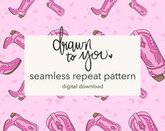 Pink Cowgirl Boots Seamless Repeat Pattern