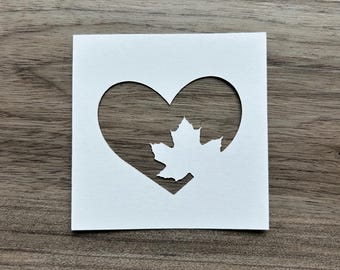 Maple Leaf in Heart Stencil PNG