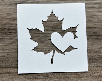 Heart in Maple Leaf Stencil PNG