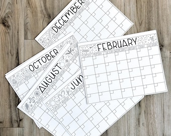 Blank Coloring Calendar