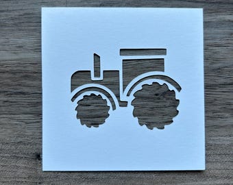 Detailed Tractor Stencil PNG