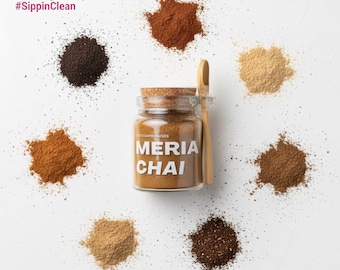 Organic Masala Chai Latte Powder | Black Tea, 6 Spices (Glass Jar) (66 Servings)