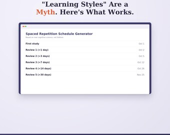 Study Planner | Spaced Repetition Schedule Generator + Exam Prep Guide | Student Study Tool | Instant Download