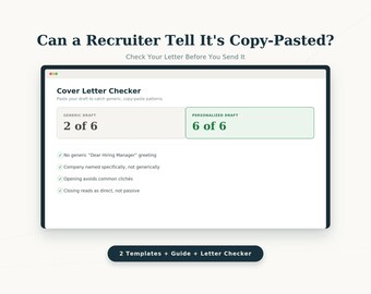 Cover Letter Templates + Checker Tool | Job Application Guide (Digital Download)
