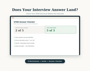 STAR Method Interview Prep Kit | Behavioral Questions Worksheets + Answer Checker Tool (Digital Download)