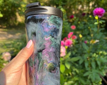 Black 16 oz slim traveler mug/drinking tumbler