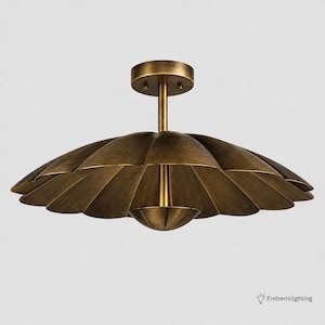 Plafoniera a forma di loto in ottone realizzata a mano, lampadario floreale antico a incasso, lampadario vintage in ottone a forma di fiore di loto, decorazione per la casa in stile boho