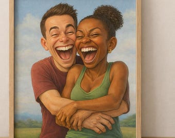 Custom Couple Caricature Portrait, Funny Cartoon Art, Personalized Digital Illustration (Digital Download)