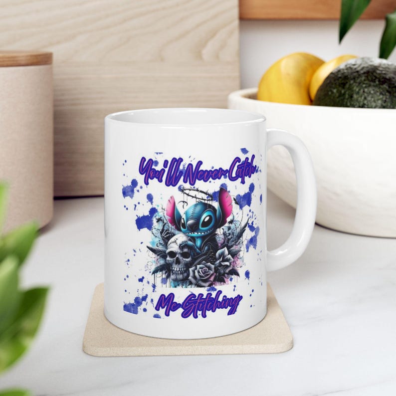 Taza de cerámica de Stitch, regalo para fans de Disney, taza para niños imagen 5