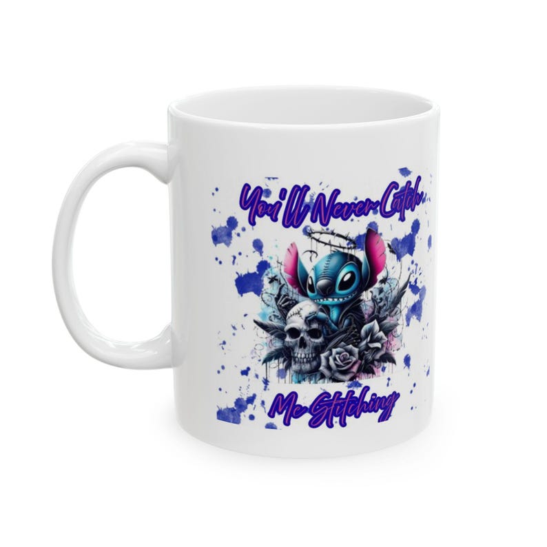 Taza de cerámica de Stitch, regalo para fans de Disney, taza para niños imagen 2