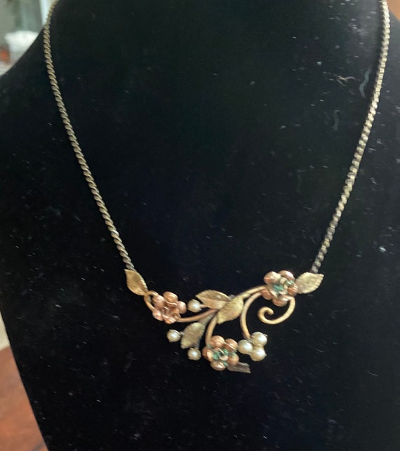 Vintage Krementz 14 K gold overlay rose and pearl