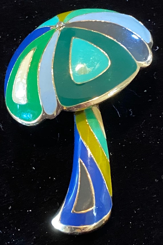 Signed Eisenberg Enamel Mushroom brooch.
