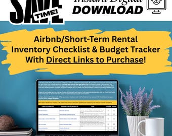 Airbnb Inventory Checklist with Shopping Links & Budget Tracker (Digital Download)