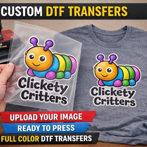 Custom Full Color DTF Heat Transfers | Upload Your Design, Ready to Press Shirts