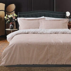 Flannelette Brushed Cotton Duvet Cover Set | Reversible Duvet Cover Bedding | Cotton Duvet cover Throw Bedding Set Single Double King Size