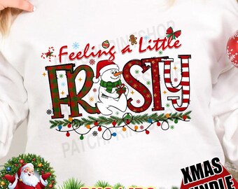 Fühlen Sie einen kleinen frostigen Schneemann PNG: Weihnachtssublimationsdesign (Digitaler Download)