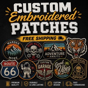 Custom Logo Patches Bulk | Wholesale Embroidered Patches for Business, Hats, Jackets | Free Digitizing & Free Shipping