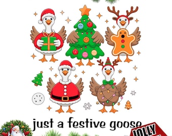 Jolly Goose Christmas SVG, PNG, Santa Goose Digital Download