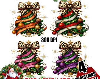 Girly Christmas Tree PNG Bundle: Coquette Xmas Sublimation (Digital Download)