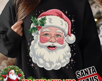 Vintage Santa Claus Face PNG, Christmas Clipart, Sweatshirt Design (Digital Download)