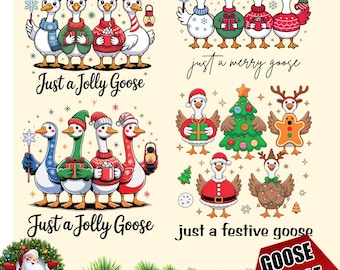 Jolly Christmas Goose SVG Bundle, Funny Holiday PNG, Sublimation Design
