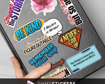Motivational Stickers Pack, Positive Vibes Vinyl for your Notepack, Laptop, Water Bottle