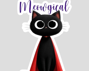 Black Cat Vampire Sticker: Halloween Vinyl Decal