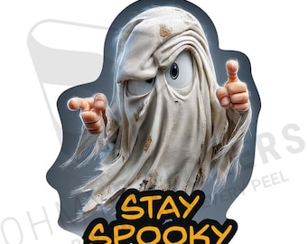 Spooky Ghost Vinyl Sticker: Waterproof Halloween Decal for Laptop, Tumbler, Journal