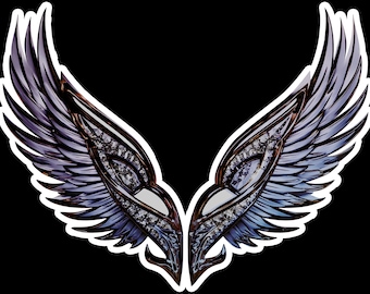 Angel Wing Sticker, Symbol of Protection and Faith, Shimmer Vinyl Decal