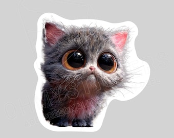 Fluffy Kitty Vinyl Sticker: Weatherproof Cat Decal