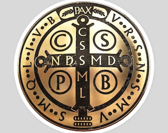 Saint Benedict Medal Christian Protection Vinyl Sticker Waterproof Durable Faith-Based Spiritual Decal
